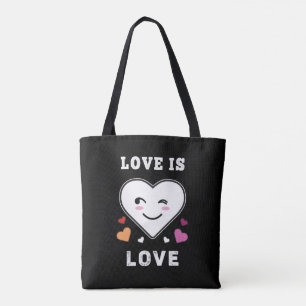 Heart Face Love is Love LGBTQ Lesbian Pride Draagtas