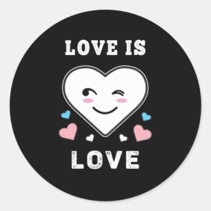 Heart Face Love is Love LGBTQ Transgender Pride Ronde Sticker