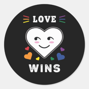 Heart Face Love Wins LGBTQ Gay Pride Ronde Sticker