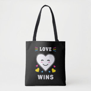 Heart Face Love Wins LGBTQ Pansexual Pride Draagtas