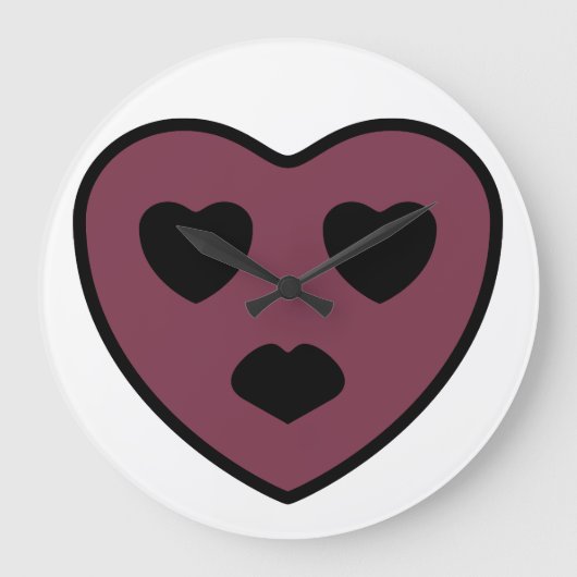 Heart Face Pout Grote Klok (Voorkant)