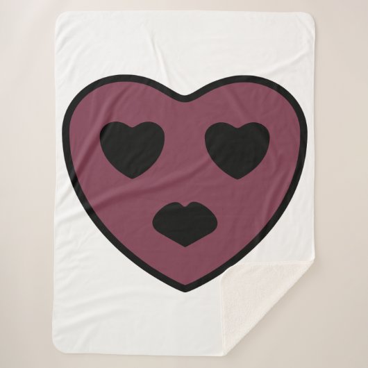 Heart Face Pout Sherpa Deken (Voorkant)