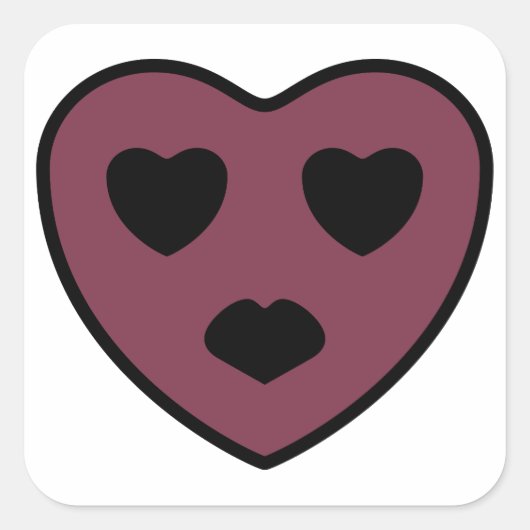 Heart Face Pout Vierkante Sticker (Voorkant)
