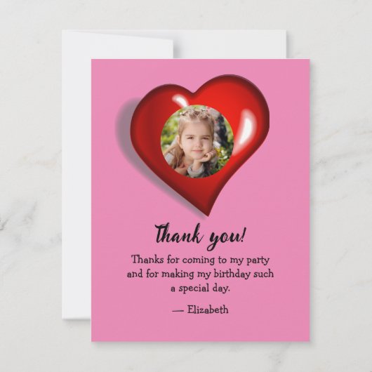 "Heart Fairy"© Verjaardagsfeestje Flat Dank u kaar Bedankkaart (Achterkant)