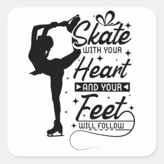 Heart Figuur Skating Vierkante Sticker