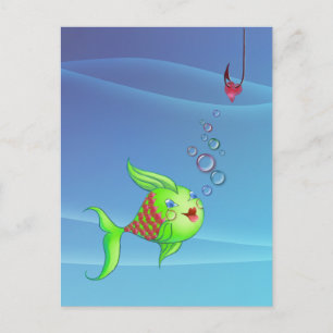 HEART FISH BUBBLE VAN SHARON SHARPE BRIEFKAART