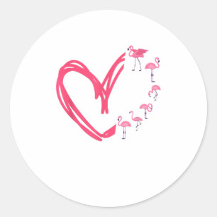 Heart Flamingo TShirt Ronde Sticker