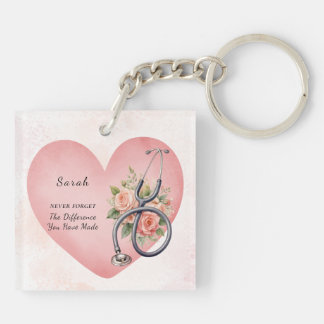 Heart Floral Stethoscope Nurse Colleague Gratitude Sleutelhanger