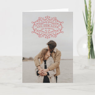 Heart Flourish Lijst Valentijnsdag Kaart - Rood
