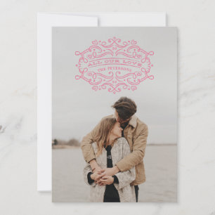 Heart Flourish Lijst Valentijnsdag Kaart - Roze