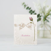 Heart Flourish Roos Wedding Invitation Kaart (Staand voorkant)