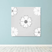 Heart Flowers op Light Grey Canvas Afdruk (Insitu (Houten vloer))