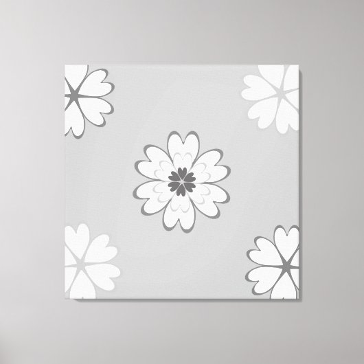 Heart Flowers op Light Grey Canvas Afdruk (Voorkant)