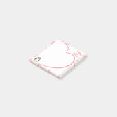 Heart Frame and Kawaii Penguin pink post it notes (Schuin)