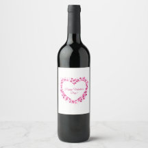Heart Frame Valentine's Wine Label