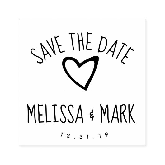 Heart Fun Lettering Save the Date Rubberstempel (Afrduk)