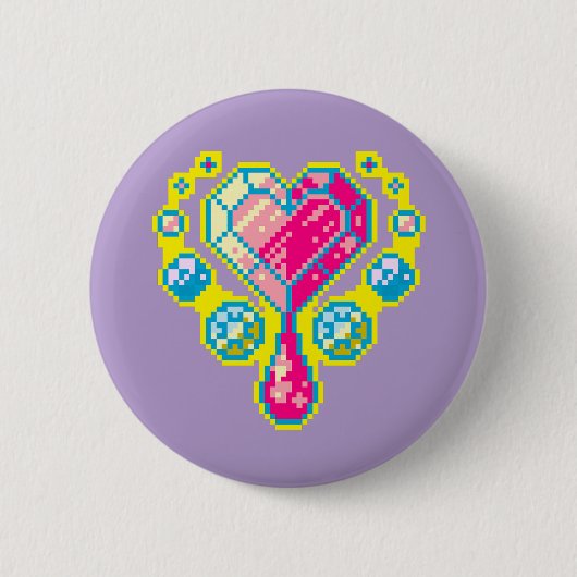 Heart Gem Pixel Art Button (Voorkant)