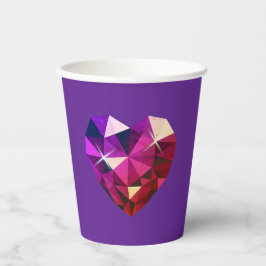 Heart Gemstone Purple Paper Cups Papieren Bekers