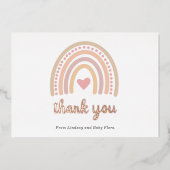 Heart Girl Boho Rainbow Baby shower Hartelijk dank Folie Uitnodiging (Voorkant)