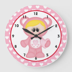 Heart Girl Care a lot Kids Room Wall Horloge d3