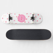 Heart Girl Skateboard Monogramme & Nom (Horz)