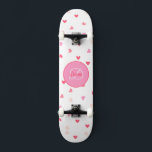 Heart Girl Skateboard Monogramme & Nom<br><div class="desc">Faites de ce Hearts Girl Skateboard avec Monogram & Name votre propre en ajoutant votre texte. Pour accéder aux outils de montage avancés, allez à "Personnaliser ce modèle" et cliquez sur "Détails", faites défiler et appuyez sur le lien "cliquer pour customiser plus loin". Idéal pour toute occasion comme l'anniversaire ou...</div>