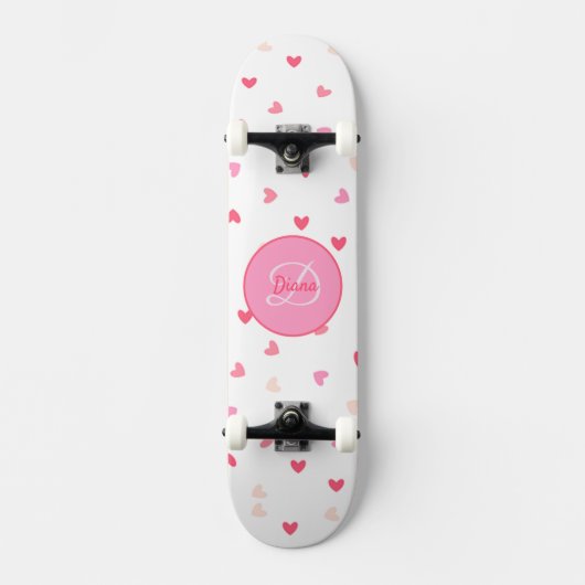 Heart Girl Skateboard Monogramme & Nom (Recto)