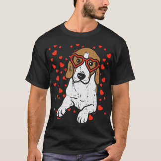 Heart Glasses Beagle Valentijnsdag Pet Hondenliefh T-shirt