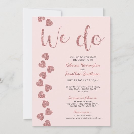 Heart Glitter Pink Weddenschap (Voorkant)