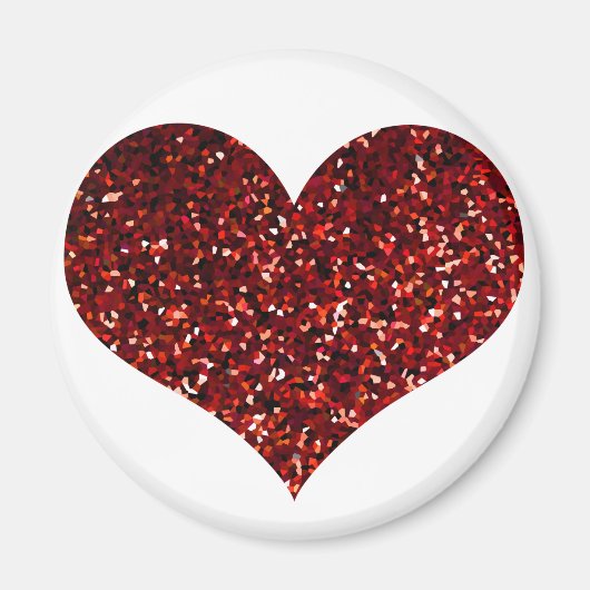 Heart Glittery Red Glitter Sparkly Pattern Weddens Magneet (Voorkant)