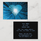Heart Glow Blue carte de visite noir chubby (Devant / Derrière)