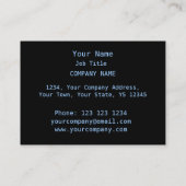 Heart Glow Blue carte de visite noir chubby (Dos)