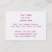 Heart Glow rose carte de visite blanc chubby (Dos)