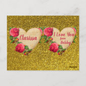  Heart Gold Glitter Valentijnsdag Kaart (Achterkant)