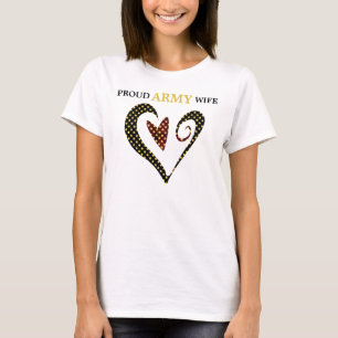 Heart Gold Star Army Wife T-shirt