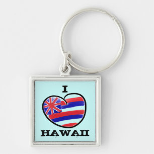 Heart Hawaii State Flag Artistieke sleutelhanger