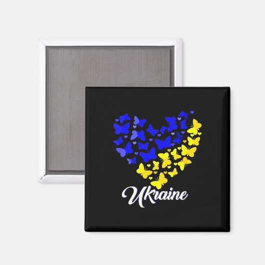 Heart Heart Ukraine Shirt Butterfly I Stand With U Magneet (Voorkant / Achterkant)