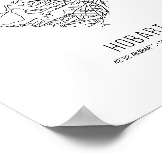 Heart Hobart City Map (Australië) Poster (Hoek)