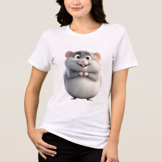 Heart-Holding Round Mouse Tee | Cute Zodiac Rat  Tri-Blend Shirt