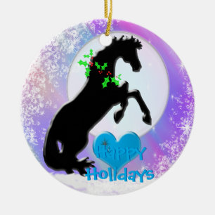 Heart Horses V Holiday (Colorful Haze) Keramisch Ornament