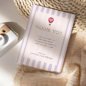 Heart Hot Air Balloon Pastel Purple Baby Shower Bedankkaart