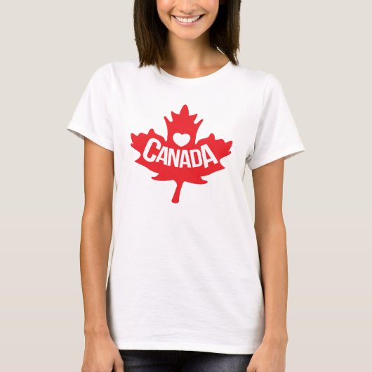 Heart houdt van Canadese maple leaf t shirt (Voorkant)