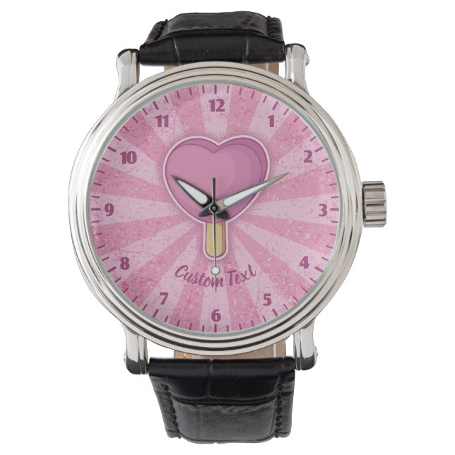 Heart Ice Cream Stick Horloge (Voorkant)