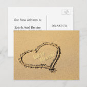 Heart in Beach Sand Nieuw Adres aankondiging (Voorkant / Achterkant)