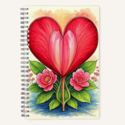 Heart In Bloom | Floral Heart Notebook Notitieboek (Voorkant)