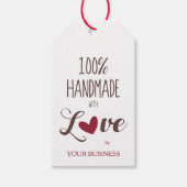 Heart in Red with 100% Handmade with Love Quote Cadeaulabel (Voorkant)
