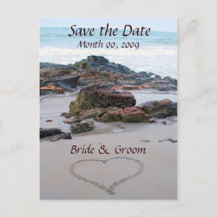 Heart in the Sand Save the Date Cartes postales