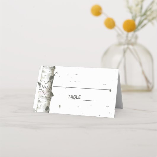 Heart In Tree Met Initialen Wedding Place Kaarten (Voorkant)