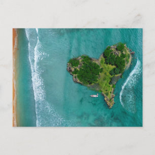 Heart Island Tropical Beach Ocean Travel Photo Briefkaart