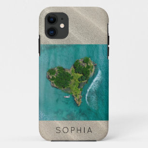 Heart Island Tropical Ocean Travel Naam iPhone 11 Hoesje